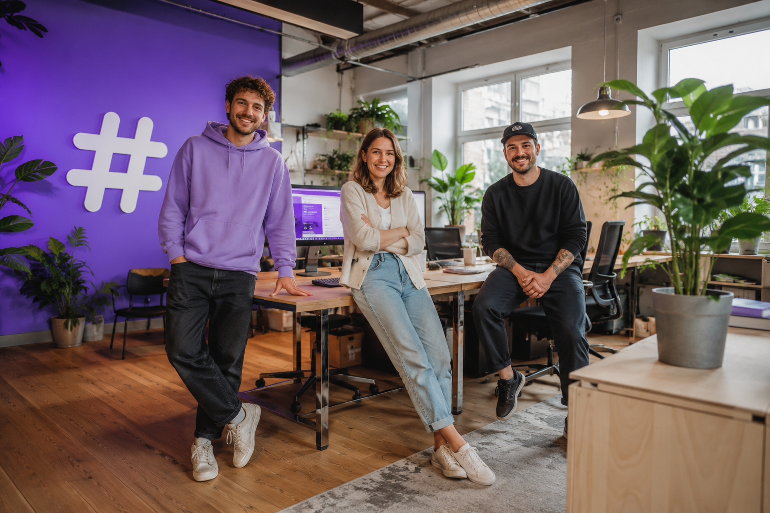 Het Hashtagmonks team in het kantoor